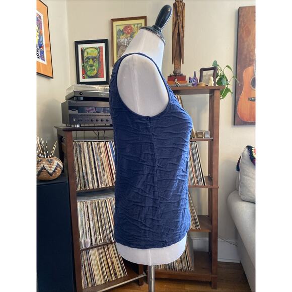 Toad Co Tank Top S Navy Blue Samba Tank Sleeveless Wave Texture Organic Stretch - Picture 4 of 12